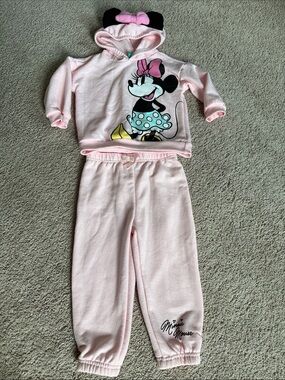 Disney Pink 18 month Minnie Mouse Hooded matching sweat suit